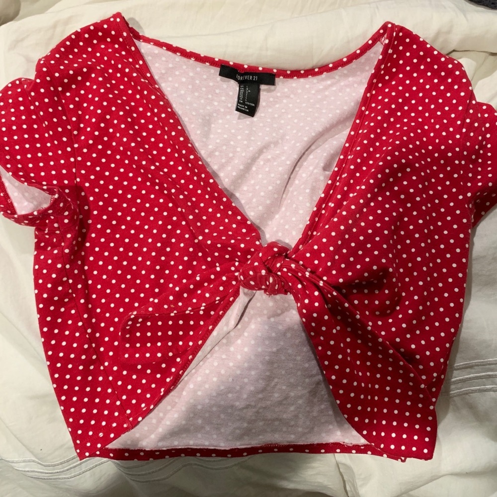 Forever 21 polka dot tie top